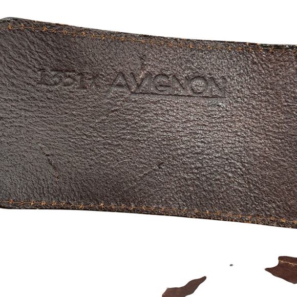 Avignon Leather Belt Vintage Womens L Brown Woven Wide Boho Festival Artisan 70s - Picture 10 of 11